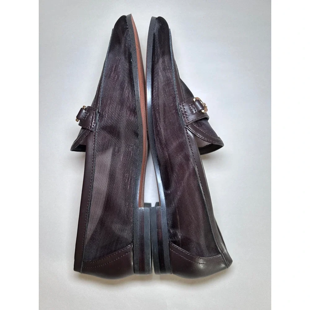 Sam Edelman Loraine Mesh Bit Loafers Dark Brown Sheer Flats Chocolate Gold 6.5